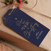 Weihnachts-Gold-Glitzer-Familie Navy Blue Geschenkanhänger