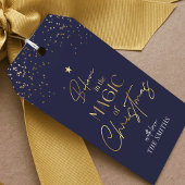 Weihnachts-Gold-Glitzer-Familie Navy Blue Geschenkanhänger