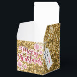 Weihnachts-Gold-Glitzer Geschenkschachtel<br><div class="desc">So einzigartig wie Ihr Weihnachtsgeschenk! Gold Glitzer mit Frohen Weihnachtsaufkleber und einem weißen Anhänger zum Personalisieren!</div>