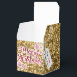 Weihnachts-Gold-Glitzer Geschenkschachtel<br><div class="desc">So einzigartig wie Ihr Weihnachtsgeschenk! Gold Glitzer mit Frohen Weihnachtsaufkleber und einem weißen Anhänger zum Personalisieren!</div>