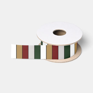Weihnachts-Gold-Grün-Rot-Silber-Weiß-Streifen Satinband