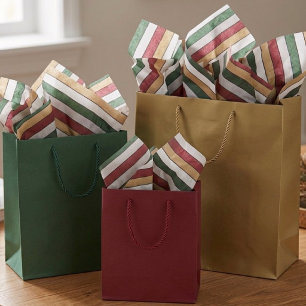 Weihnachts-Gold-Grün-Rot-Silber-Weiß-Streifen Seidenpapier