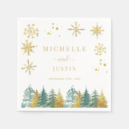 Weihnachts Gold Grüne Waldkiefern Hochzeit Serviette