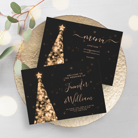 Weihnachts-Gold-Hochzeitsmenü Einladung
