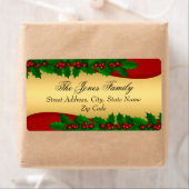 Weihnachts-Gold-Holly-Blätter Adressetiketten (Insitu)