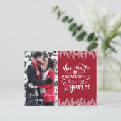 Weihnachts-Gold-Pine das schönste Time-Foto Einladungspostkarte (Stehend Vorderseite)