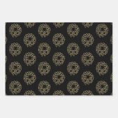 Weihnachts Gold rot grüner schwarzer Kranz immergr Geschenkpapier Set (Vorderseite 3)