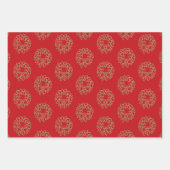 Weihnachts Gold rot grüner schwarzer Kranz immergr Geschenkpapier Set (Vorderseite)