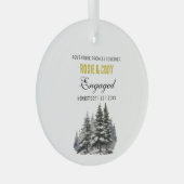 Weihnachts Gold Rustikale Pine Trees Couple Verlob Ornament Aus Glas (Vorderseite Rechts)