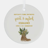 Weihnachts Gold Rustikale Stiefel Blumenkuchen Ver Ornament Aus Glas (Rückseite)