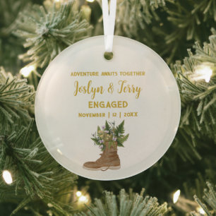 Weihnachts Gold Rustikale Stiefel Blumenkuchen Ver Ornament Aus Glas