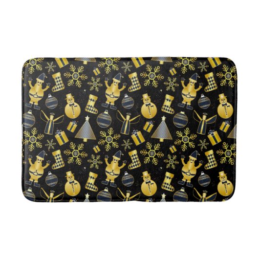 Weihnachts-Gold Santa Snowman-Strumpf-Geschenkmust Badematte (Vorderseite)