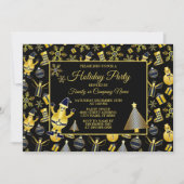 Weihnachts-Gold Santa Snowman-Strumpf-Geschenkmust Einladung (Vorderseite)