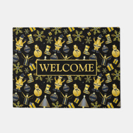 Weihnachts-Gold Santa Snowman-Strumpf-Geschenkmust Fußmatte