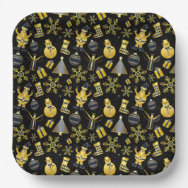 Weihnachts-Gold Santa Snowman-Strumpf-Geschenkmust Pappteller