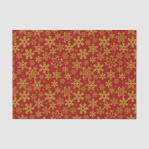 Weihnachts-Gold-Schneeflocken auf rotem Hintergrun Seidenpapier