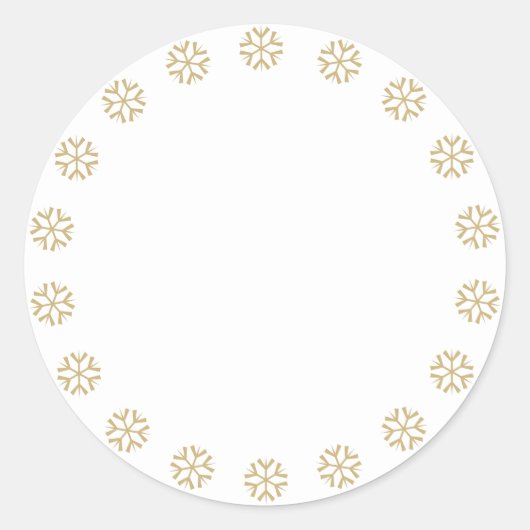Weihnachts-Gold-Schneeflocken-Grenze niedlich Runder Aufkleber (Vorderseite)