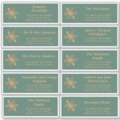 Weihnachts-Gold-Schneeflocken-Grün-Adressetiketten Aufkleber (Vorderseite)