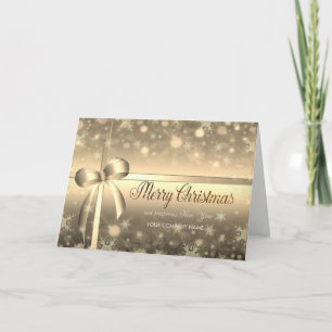 Weihnachts-Gold-Schneeflocken, Schleife, Firmen-Gr Feiertagskarte