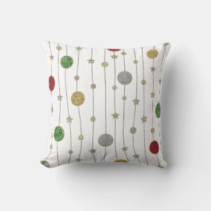 Weihnachts Gold Silver Red Green Glittery Stars Kissen
