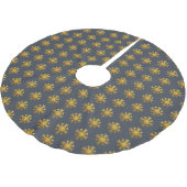 Weihnachts Gold Snowflake Muster Dunkelblau Polyester Weihnachtsbaumdecke (Schrägansicht)