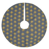 Weihnachts Gold Snowflake Muster Dunkelblau Polyester Weihnachtsbaumdecke (Vorderseite)