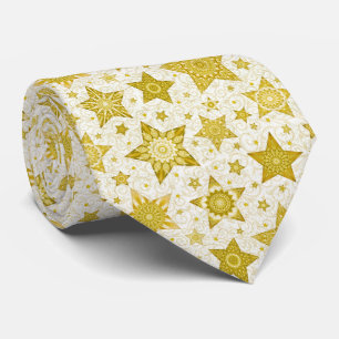 Weihnachts-Gold-Stars mit Damasken-Muster Krawatte