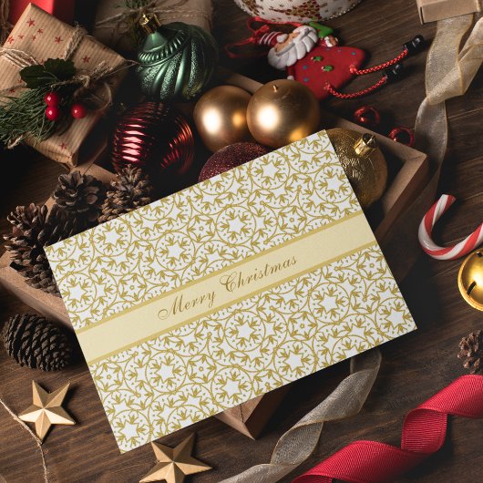 Weihnachts-Gold-Stars-Muster Personalisiert gelb Karte