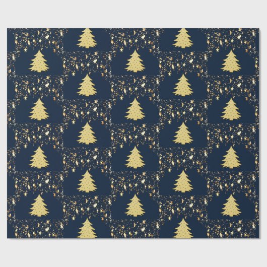 Weihnachts-Gold-Stars und -Bäume mit Baubles, ZSSG Geschenkpapier (Flach)