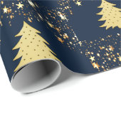 Weihnachts-Gold-Stars und -Bäume mit Baubles, ZSSG Geschenkpapier (Rolleneckpunkt)