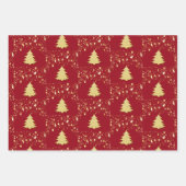 Weihnachts-Gold-Stars und -Bäume mit Baubles, ZSSG Geschenkpapier Set (Vorderseite 3)
