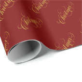 Weihnachts-Gold Typografie Muster Red Geschenkpapier (Rolleneckpunkt)