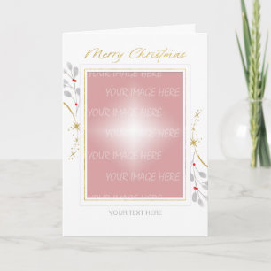 Weihnachts-Gold-Weiß-Grau-Fotobordüre Feiertagskarte