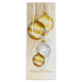 Weihnachts-Gold-White-Ball-Ornamente Geschenktüte Für Weinflaschen (Vorderseite)