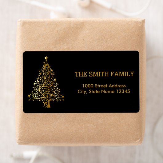 Weihnachts-Goldbaum mit schwarzem Hintergrund (Insitu)