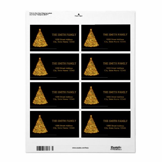 Weihnachts-Goldbaum mit schwarzem Hintergrund (Vorne)