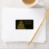 Weihnachts-Goldbaum mit schwarzem Hintergrund Adressaufkleber (Insitu)