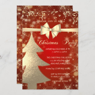 Weihnachts-Goldbaum, Rot, Corporate Party Einladun Einladung