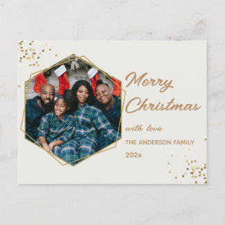 Weihnachts-Golden-Hexagon-Foto Postkarte