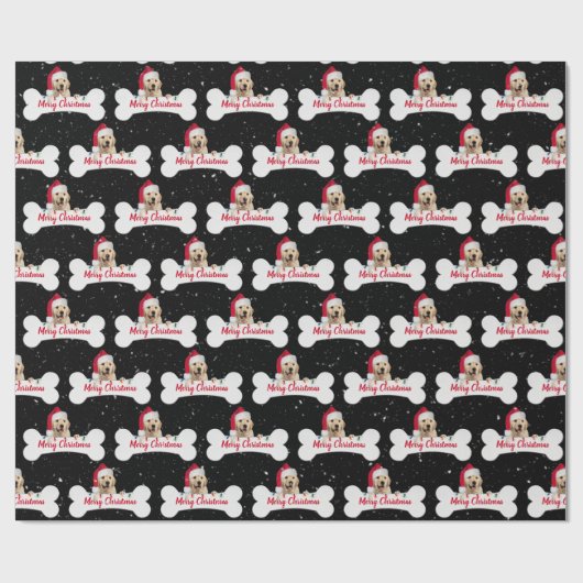 Weihnachts Golden Retriever auf dem Dog Bone Geschenkpapier (Flach)