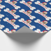Weihnachts Golden Retriever auf dem Dog Bone Geschenkpapier (Ecke)