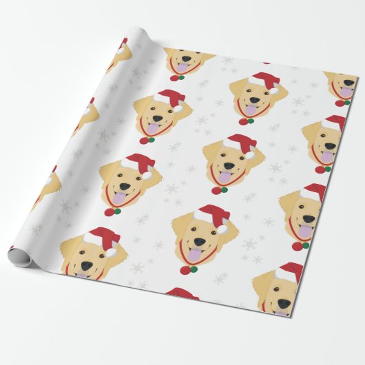 Weihnachts-Golden Retriever Dog White Geschenkpapier (Ungerollt)
