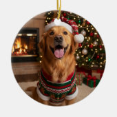 Weihnachts-Golden-Retriever-Hund Individuelle Tier Keramik Ornament (Vorne)