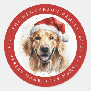 Weihnachts Golden Retriever Hund Round Stickers