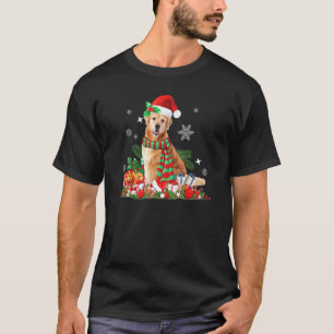 Weihnachts-Golden-Retriever-Hund-Santa-Hut-Lichter T-Shirt