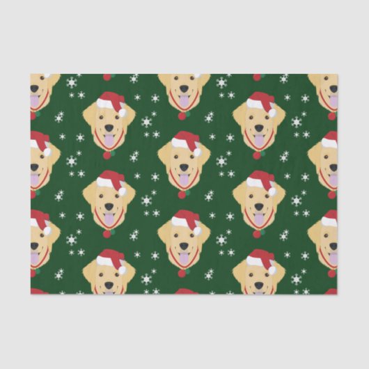 Weihnachts-Golden Retriever Hund Seidenpapier (Vorderseite)