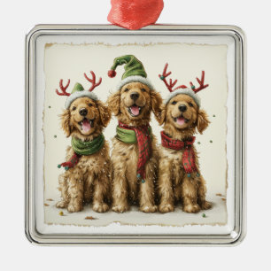 Weihnachts Golden Retriever Hunde Ornament Aus Metall