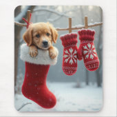 Weihnachts-Golden Retriever im Strumpf Mousepad (Vorne)