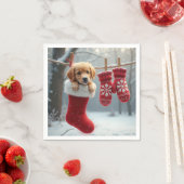 Weihnachts-Golden Retriever im Strumpf Serviette (Beispiel)