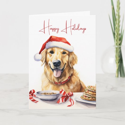 Weihnachts Golden Retriever mit Cookies Karte (Vorderseite)